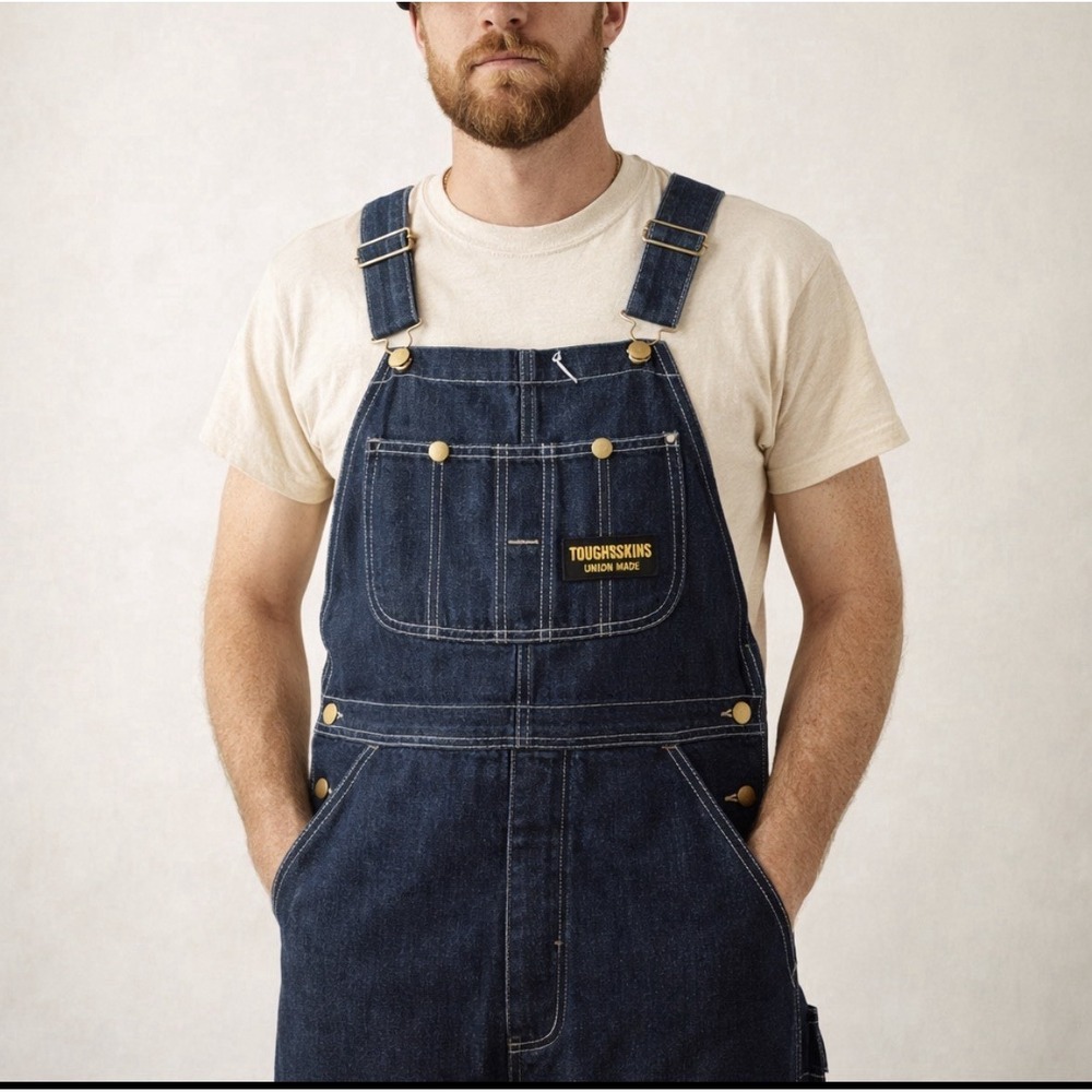 Vintage Toughskins Union Made Denim Bib Overalls Sears Workwear 34x36 (34x33.5)